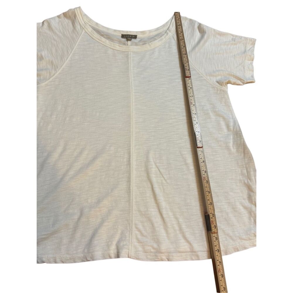 Lilla P by Anthropologie‎ Pima Cotton Modal Blend Short Sleeve Top Soft Ivory Sz - Picture 6 of 7